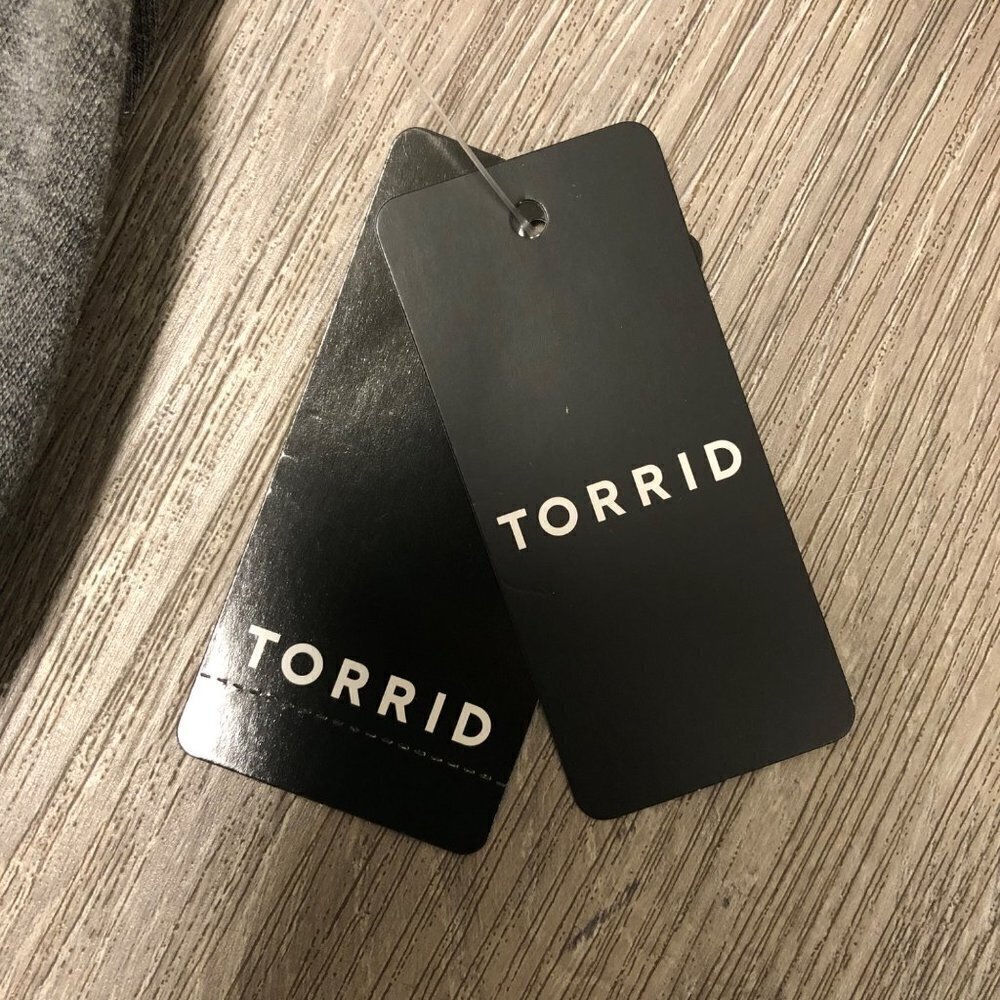 NWT Torrid Size 2 Off-Shoulder Skater Dress French Terry Heather Grey Dip Dye - Picture 12 of 16